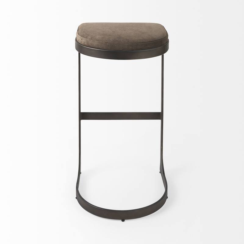 Tyson Black Genuine Leather with Dark Gray Metal Frame Counter Stool