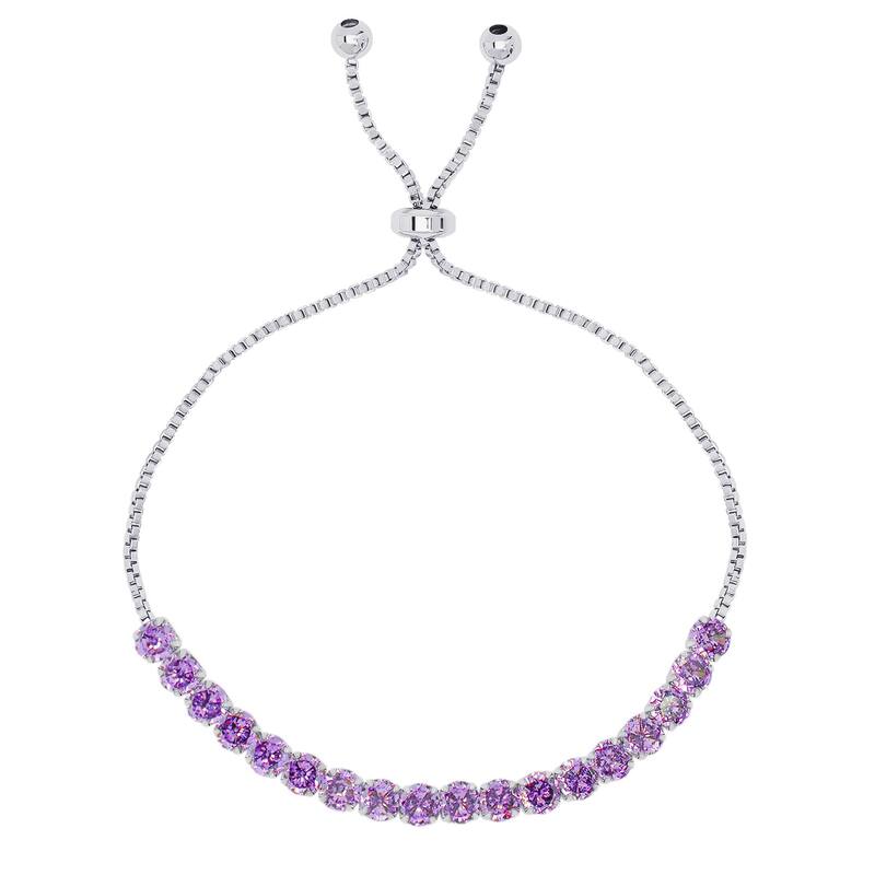 Victoria Townsend Fine Silver Plate Cubic Zirconia Adjustable Bracelet. - Purple