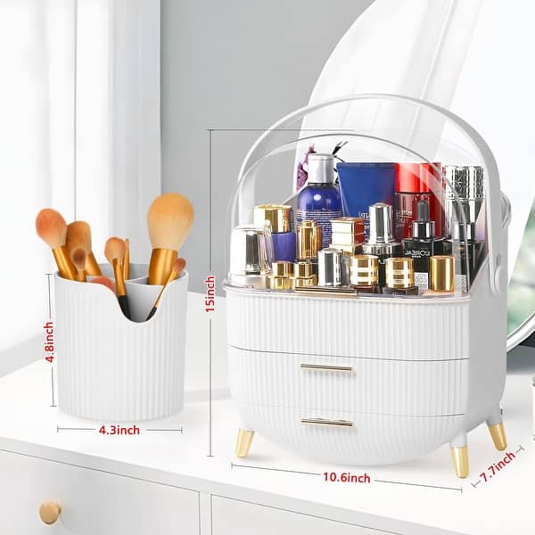 Makeup Organizer, Skincare Organizers w/Brush Holder, Cosmetics