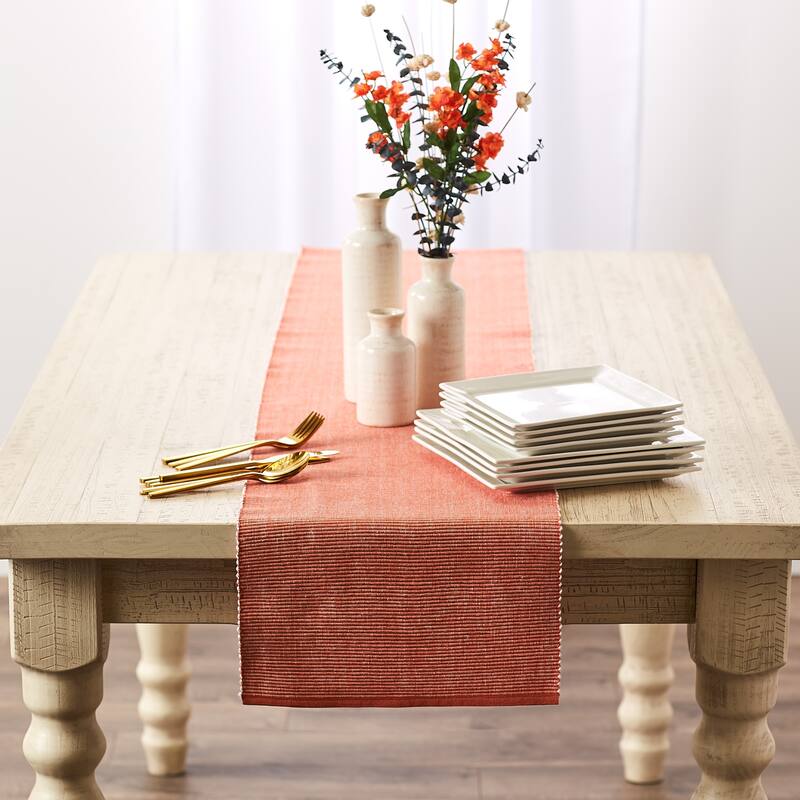 DII Black & White 2-Tone Ribbed Table Runner