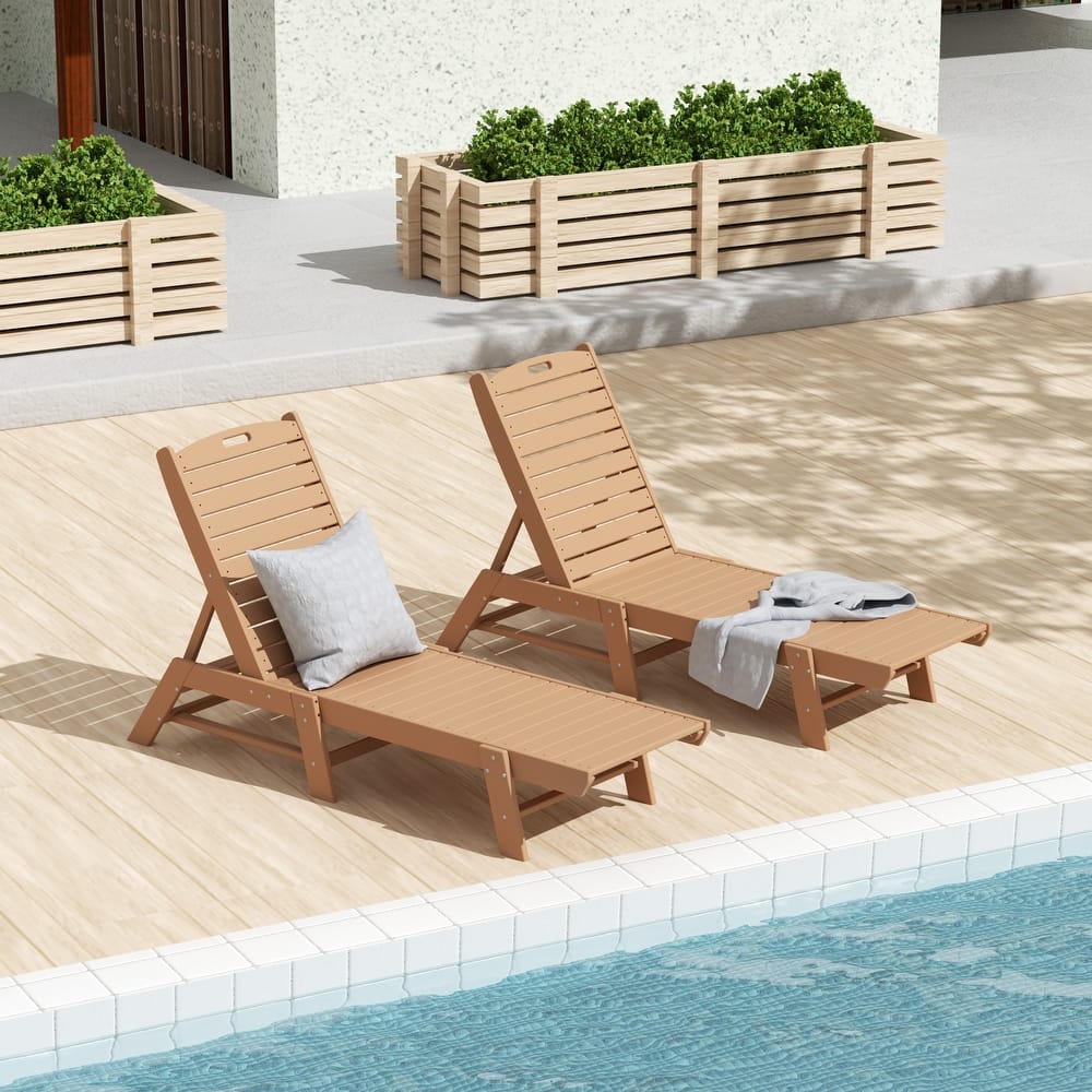 Laguna Hdpe All Weather Outdoor Patio Pool Reclining Armless Chaise Lounge (Set Of 2)