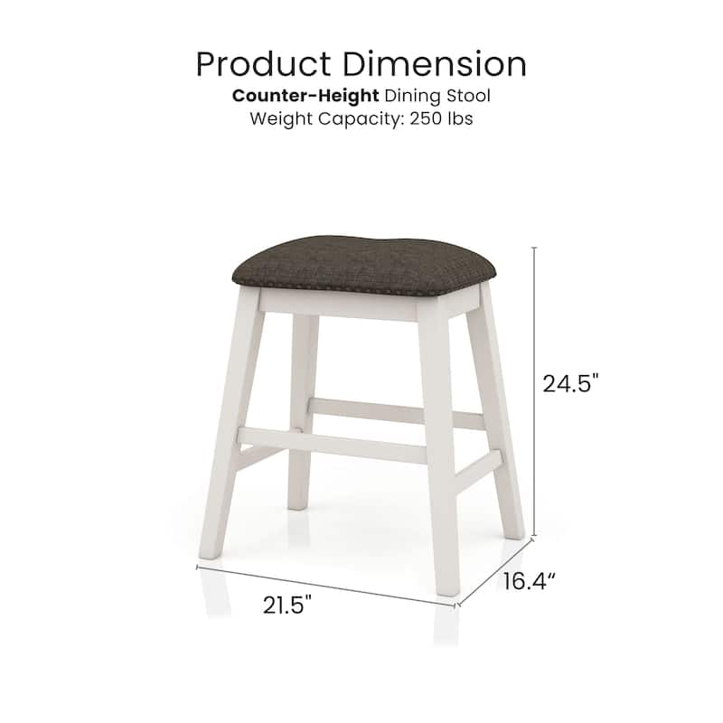 Hanto Farmhouse White Solid Wood Nailhead Counter Stool (Set of 2) by Furniture of America