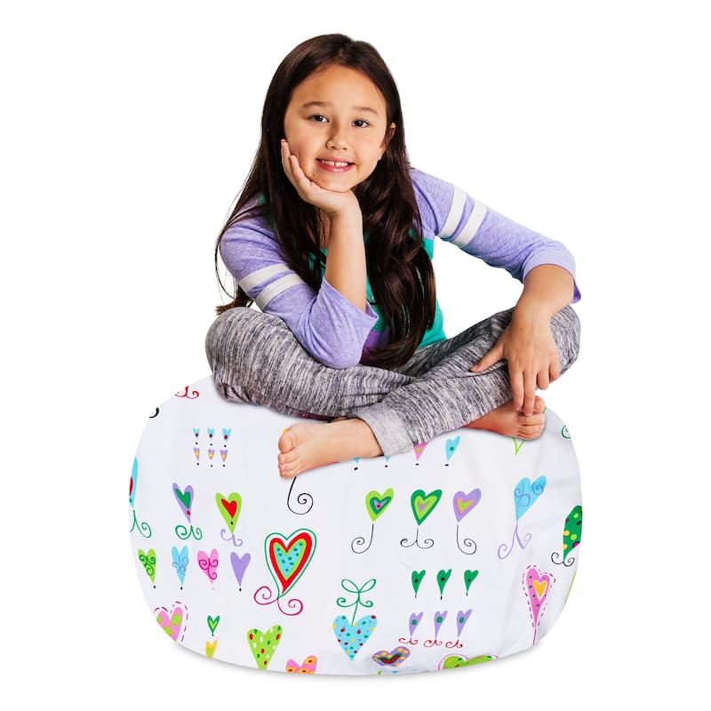 Kids' Stuffed Animal Storage Bean Bag Chair Cover or Toy Organizer