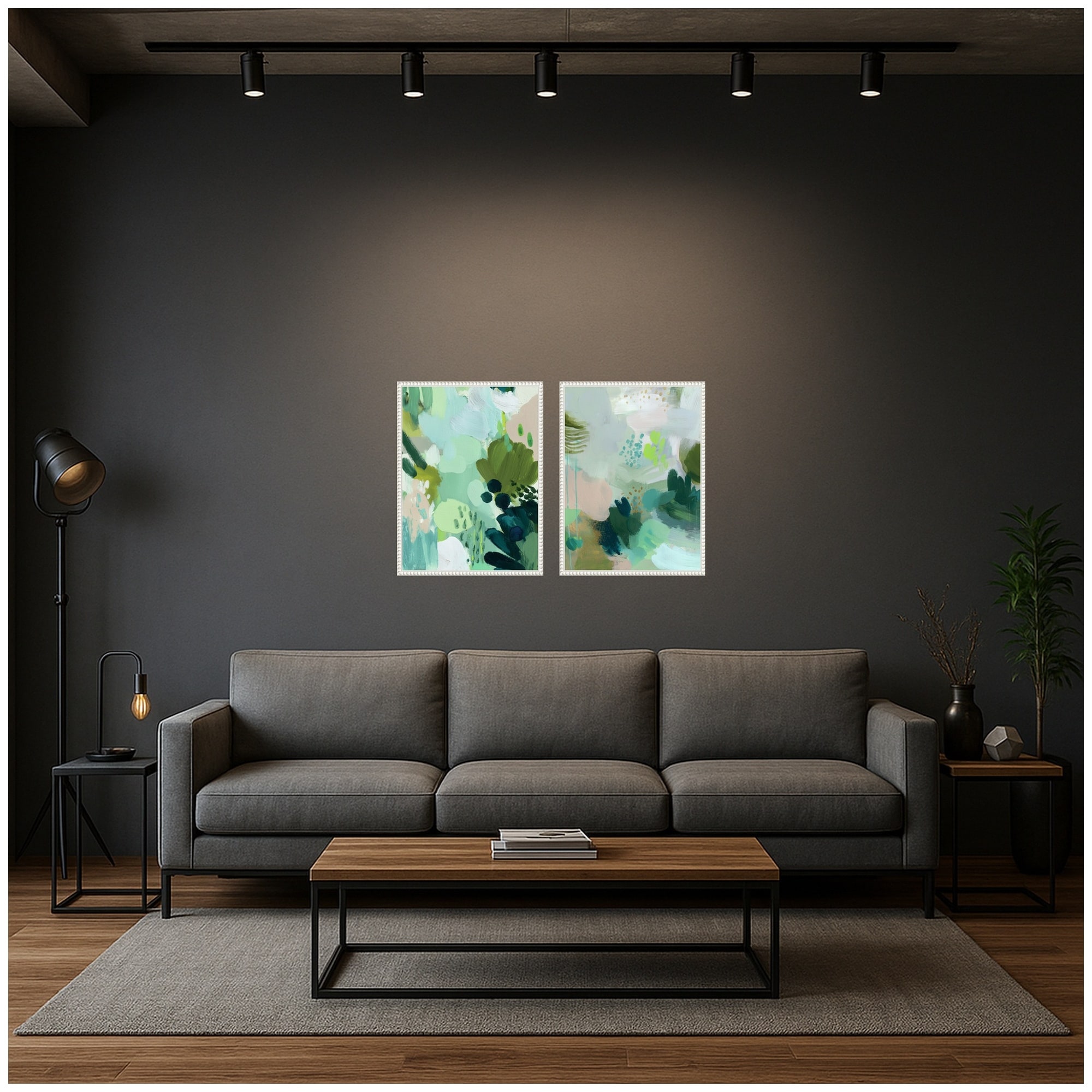 Kate and Laurel Green Composition I & II 2 Piece Framed Canvas Wall Art Set by Amy Lighthall