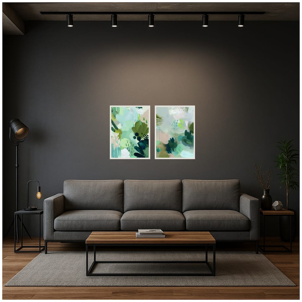 Kate and Laurel Green Composition I & II 2 Piece Framed Canvas Wall Art Set by Amy Lighthall