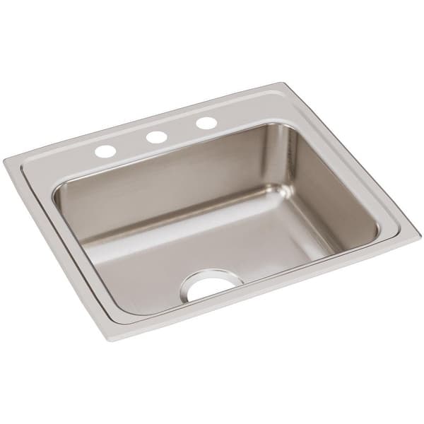 slide 2 of 11, Elkay Lustertone 22" Drop In Single Basin Stainless Steel Kitchen Sink 3 Faucet Holes