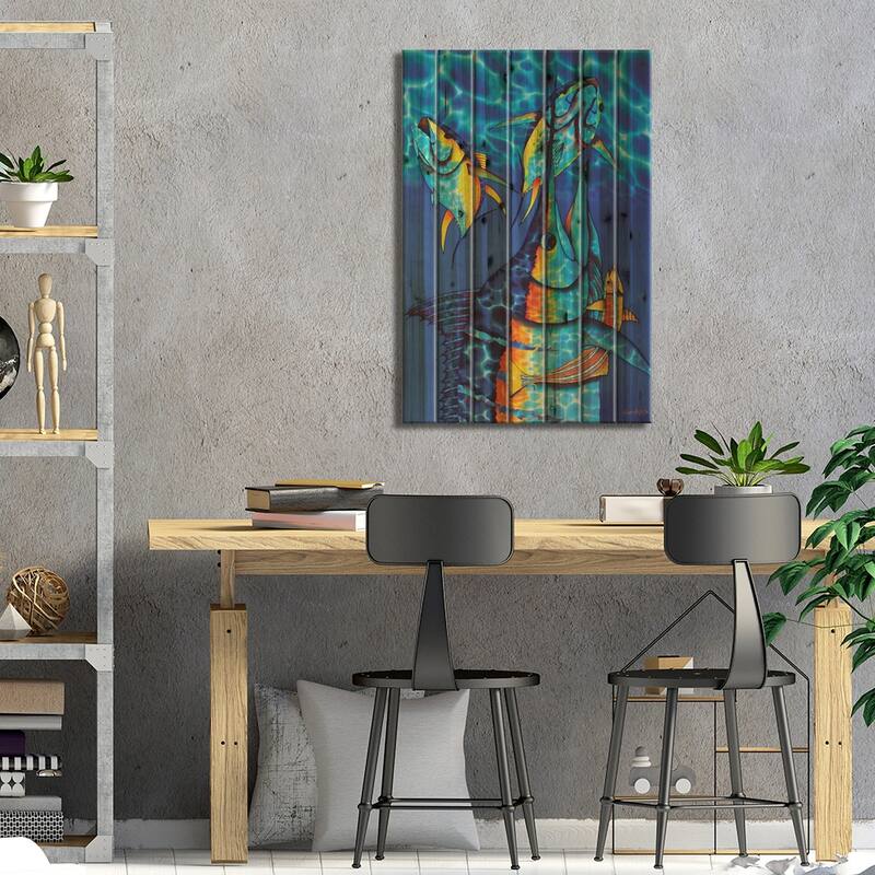 Blue Charge Print On Wood by Daniel Jean-Baptiste - Multi-Color
