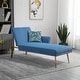 preview thumbnail 14 of 15, Stylish Velvet Padded Cushions Sofa Interior Furniture Accent Sofa & Tufted Chaise Lounge Sofa with Metal Feet Support Blue