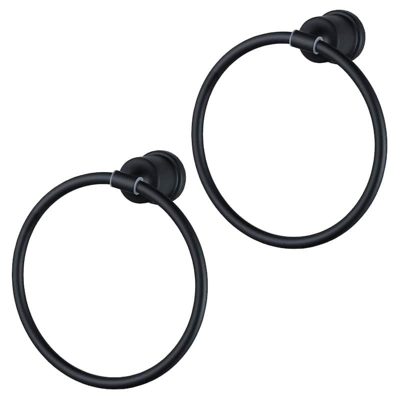 2PCS Wall Mounted Towel Ring - Black
