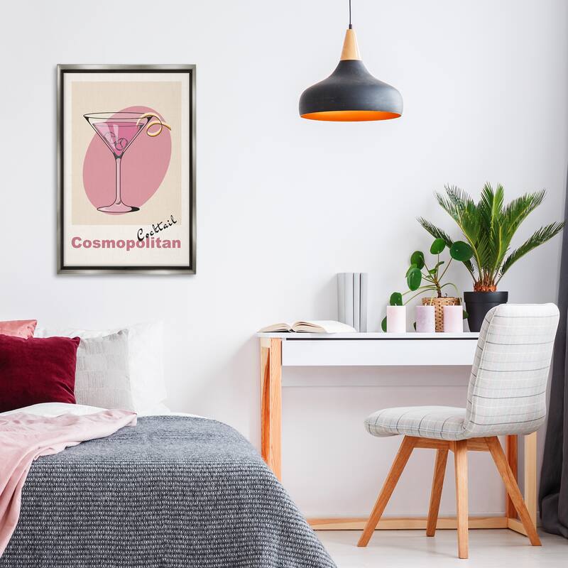 Stupell Vintage Cosmo Cocktail Framed Floater Canvas Wall Art Design By LSR Design Studio