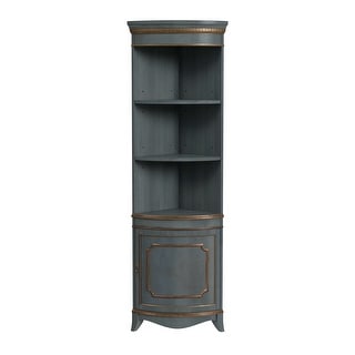 Dowling 24 in. W x 73 in. H Quarter Round Wood Corner Cabinet with 3 Open Shelves and 1 Lower Storage Cabinet