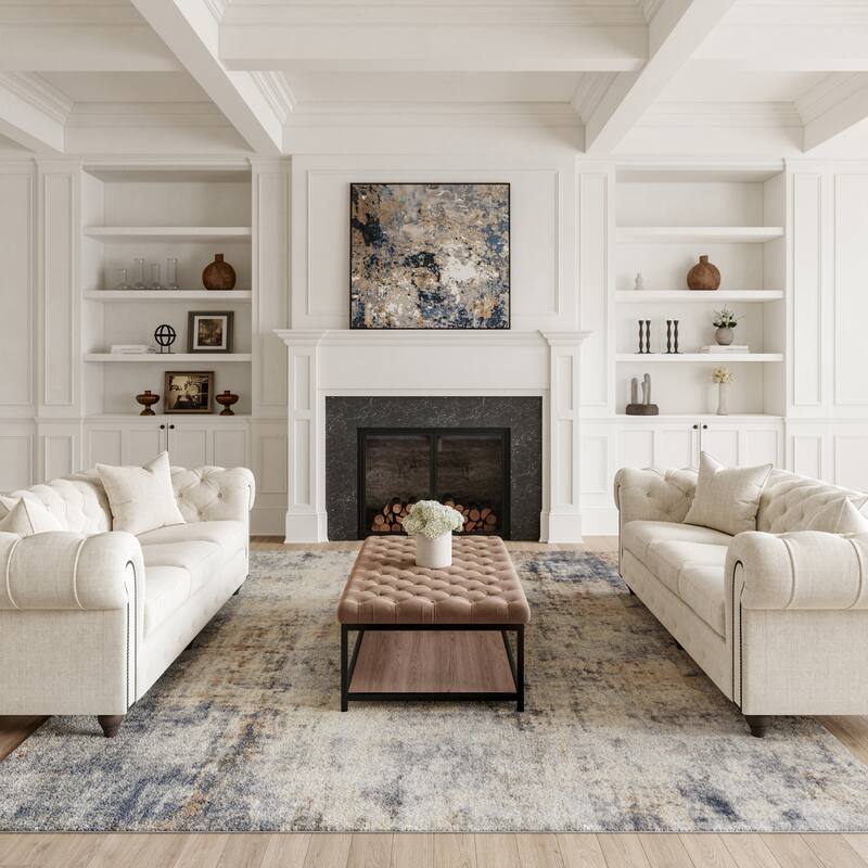 Rustic Textures Distressed Contemporary Abstract Area Rug - 7'10" x 10'6" - Grey - Runner/Rectangle