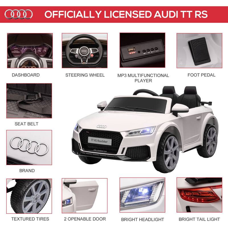6V Kids Audi TT RS Electric Ride-On Car with Remote Control, Suspension System, Music, and MP3 Player for Boys & Girls