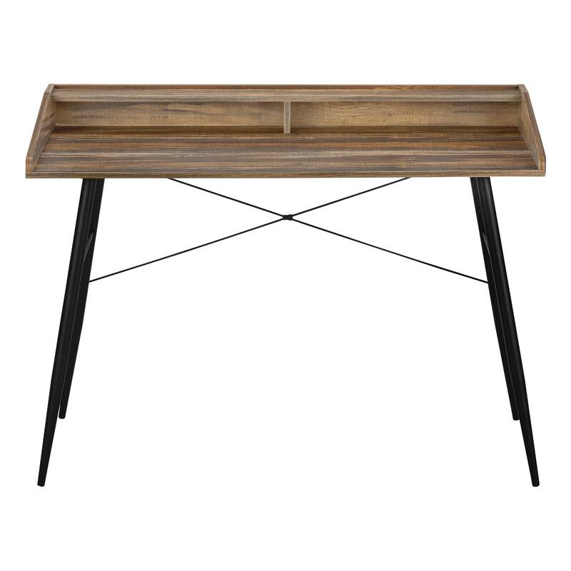 Computer Desk, Home Office, Laptop, Storage Shelves, 48"l, Work, Brown Laminate, Black Metal, Contemporary, Modern