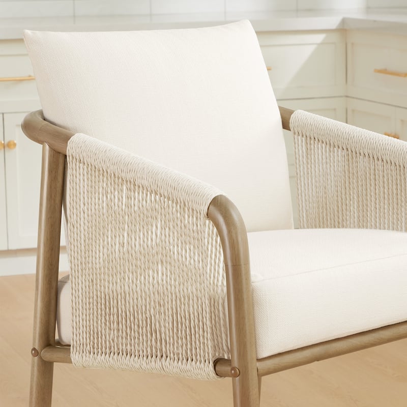 Lynn Counter Height Bar Stool with Braid Wood Arm Set of 2
