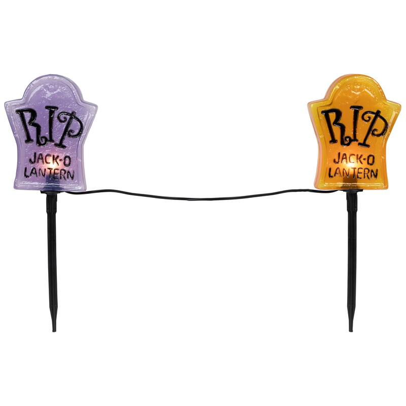 Lighted R.I.P Tombstone Halloween Outdoor Pathway Markers - 18" - Set of 3