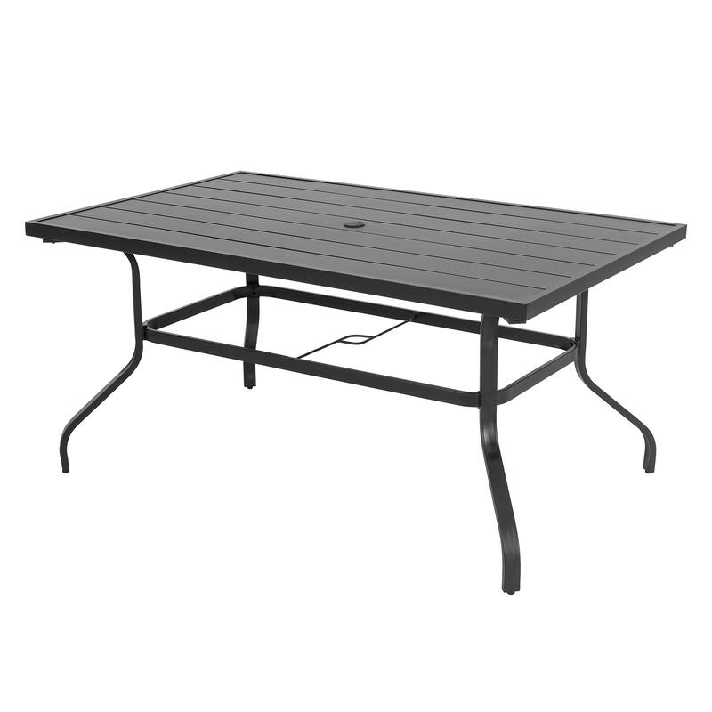 Metal Patio Dining Set with Umbrella Hole, Swivel Chairs with Cushions