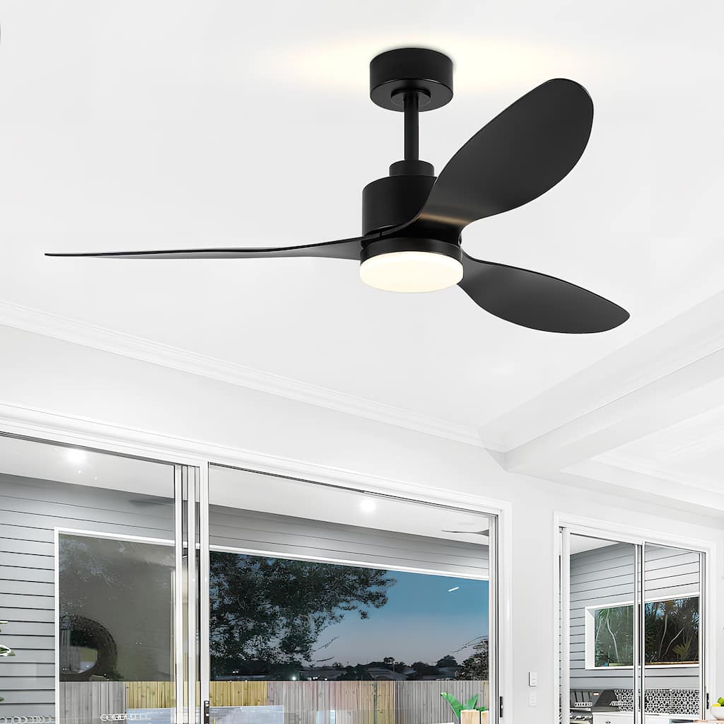 52-Inch Modern Black/White Ceiling Fan with Light and Remote, Quiet Reversible DC Motor, 3CCT LED, 3 Blades