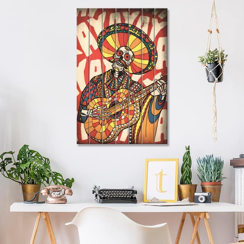 Mariachi Print On Wood by Ali Gulec - Multi-Color