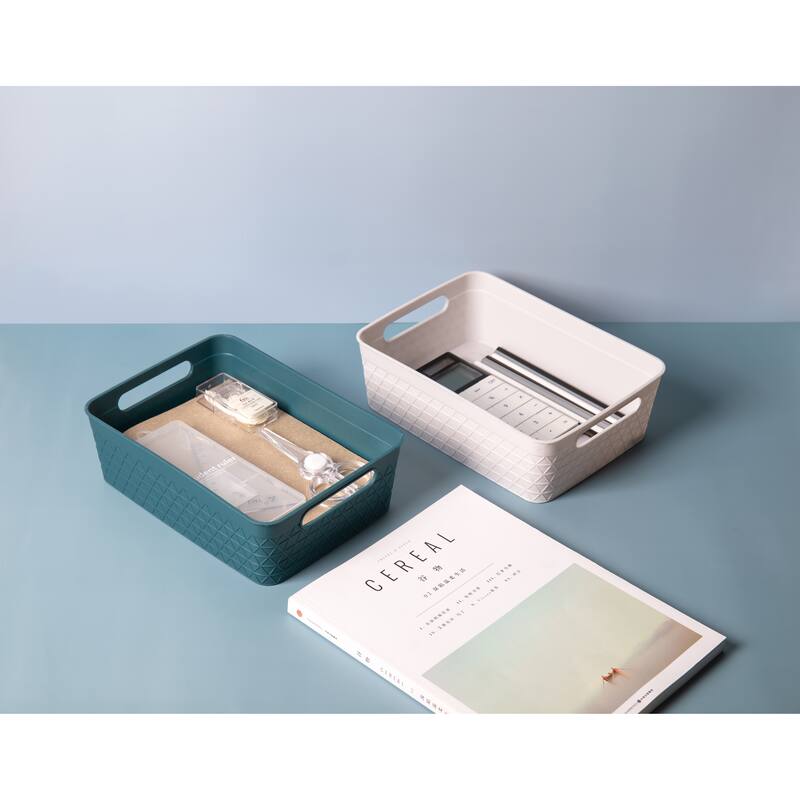 HANAMYA Storage Bin Organizer with Handle | Stationery Organizer | Desk Drawer Organizer, Set of 6