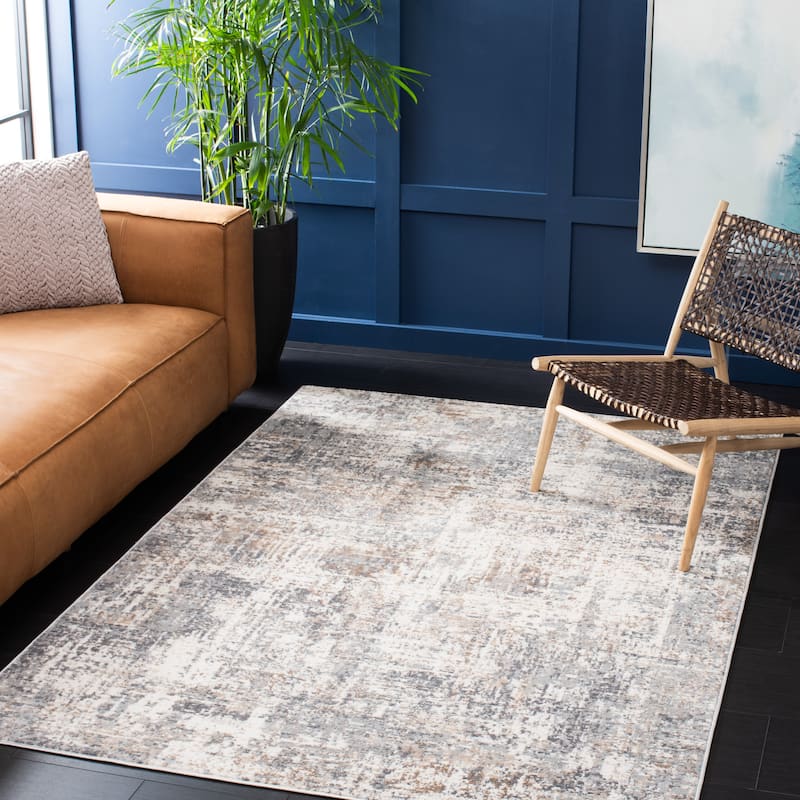SAFAVIEH Shivan Remziye Modern Abstract Rug - 3' Square - Ivory/Grey