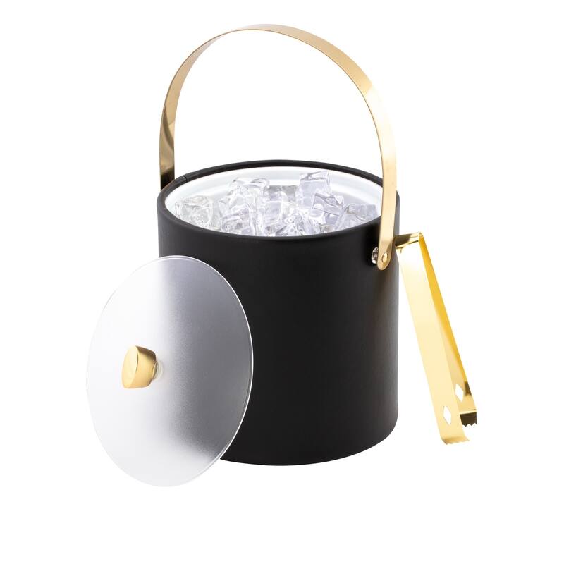 ARC 3qt Ice Bucket & Ice Tong w/ Acrylic Cover, Gold Arc Knob & Handle - 8' x 11'