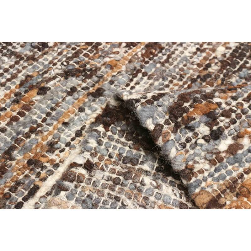 ECARPETGALLERY Braid weave Sienna Brown Wool Rug - 6'1 x 9'1