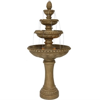 Large Outdoor Patio Electric Eggshell 4-Tier Water Fountain Feature - 65-Inch