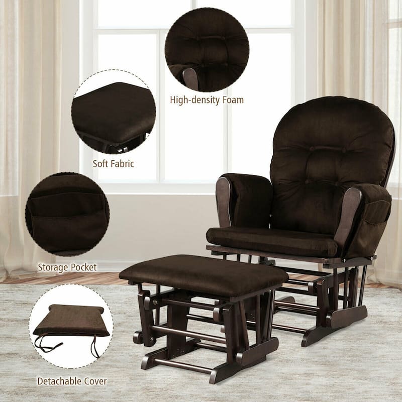 Gymax Baby Nursery Relax Rocker Rocking Chair Glider & Ottoman Set w/
