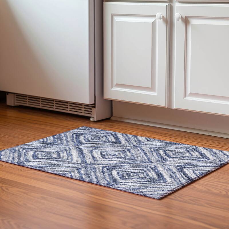 Premium Washable Super Soft Modern Diamond Mayfield Rug - Blue - 1' 8" x 2' 6" - Rectangle