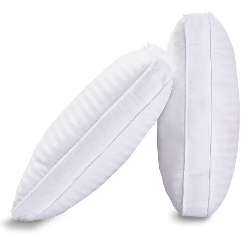 DreamLab Just Like Down Pillows for Back, Stomach or Side Sleepers, Set of 2 - White Stripe