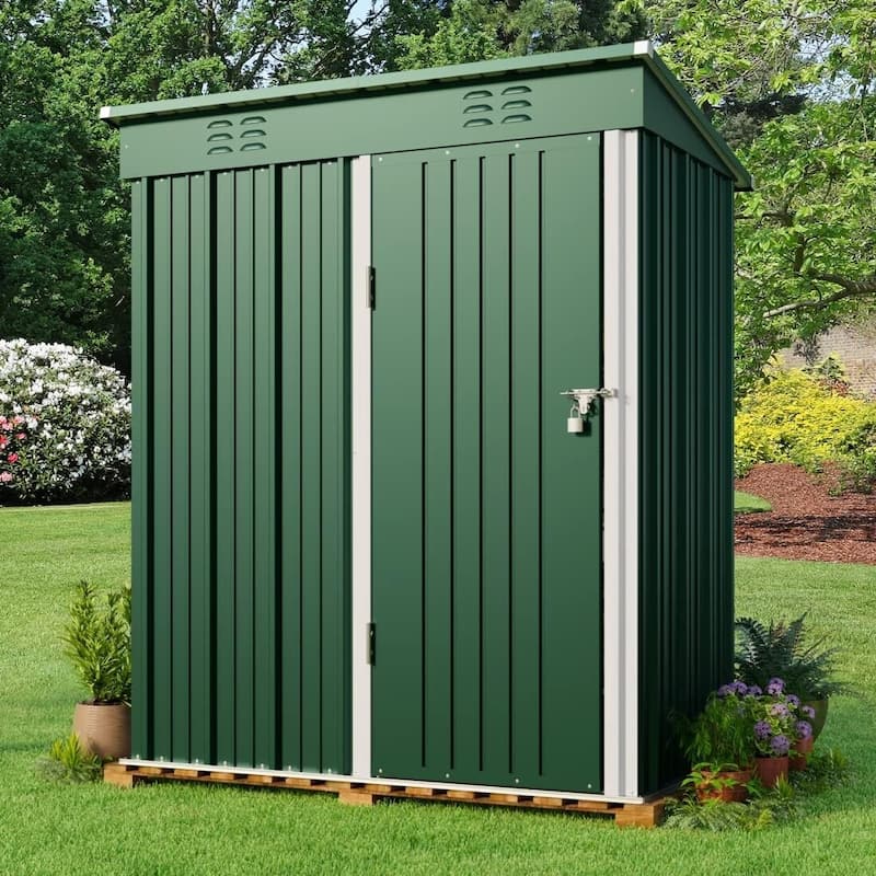 5' x 3' / 6' x 4' Outdoor Storage Shed with Double Lockable Doors, Waterproof Shed, Outdoor Storage Clearance for Backyard Patio
