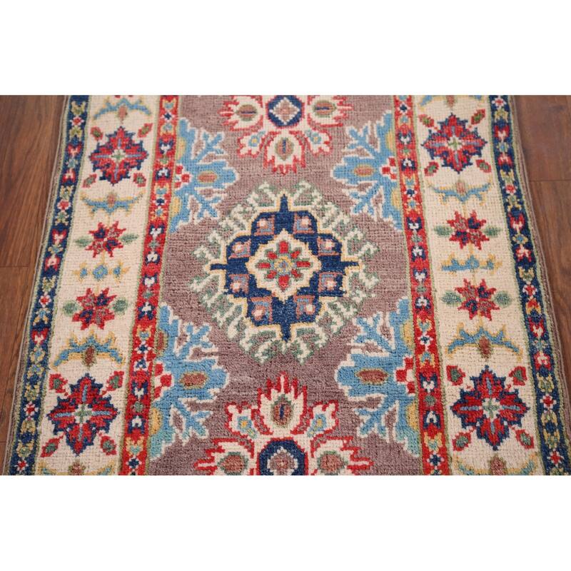 Traditional Kazak Oriental Foyer Rug Hand-Knotted Wool Carpet - 1'11" x 3'0"
