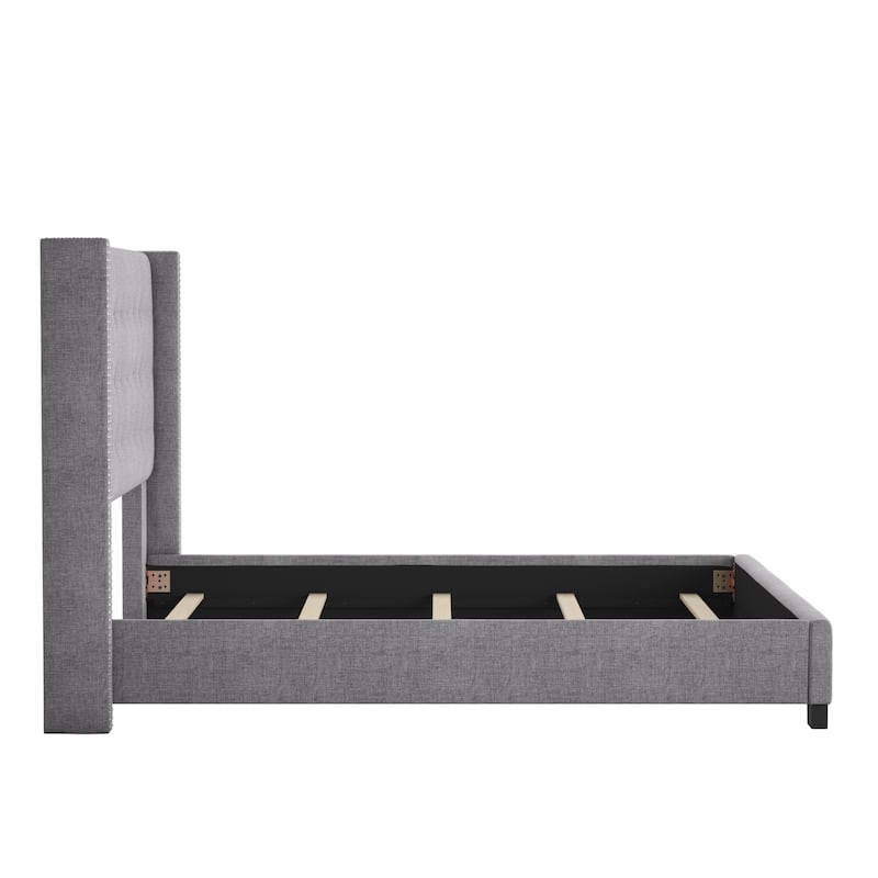Melina Tufted Linen Wingback Platform Bed by iNSPIRE Q Bold