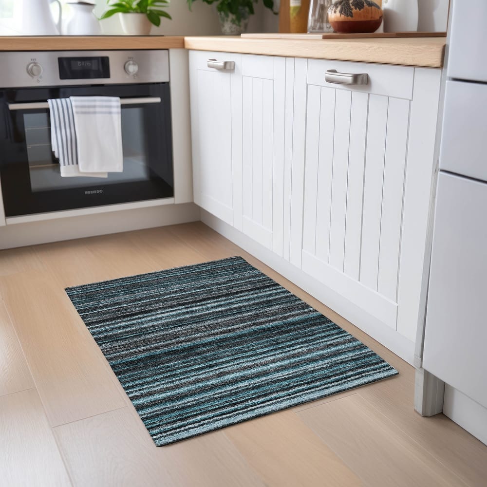 Machine Washable Indoor/ Outdoor Chantille Stripes Rug