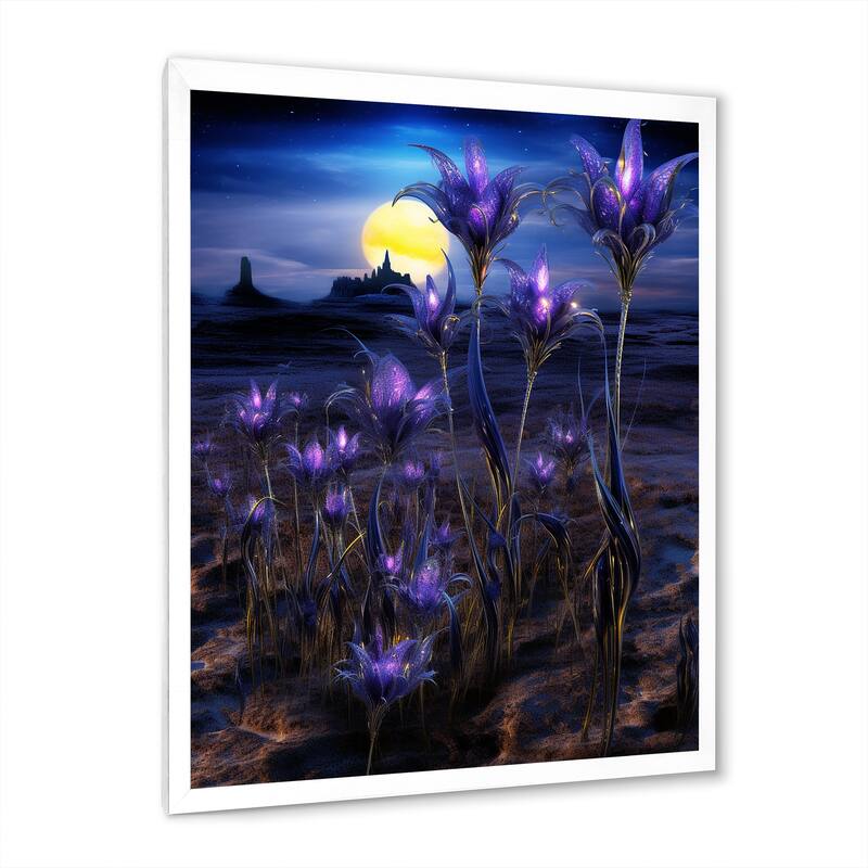 Designart "Blossoming Bluebonnet Flowers In Alien Universe" Blue Bonnets Framed Canvas Prints