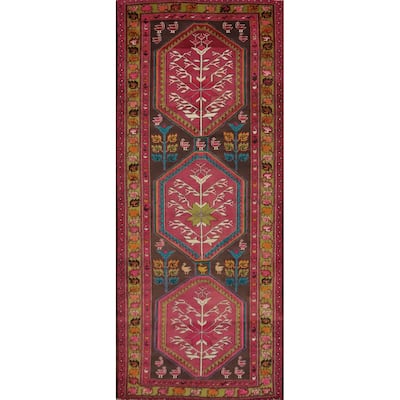 Hand Knotted Oriental 100% Wool Carpet Traditional Tribal Pink Ardebil Runner Rug - 10' 4'' X 3' 11''