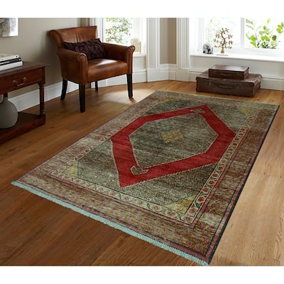Semi Antique Lucien Red/Green Rug - 4'1" x 5'11"