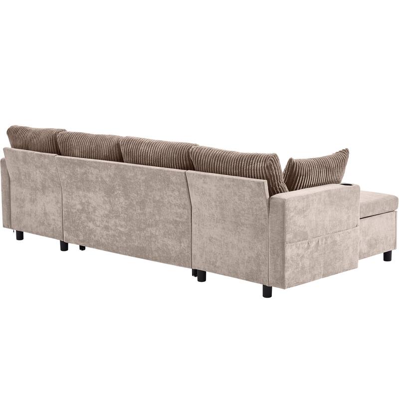 111.8 inch Sectional Sofa Pull-out Sofa Bed