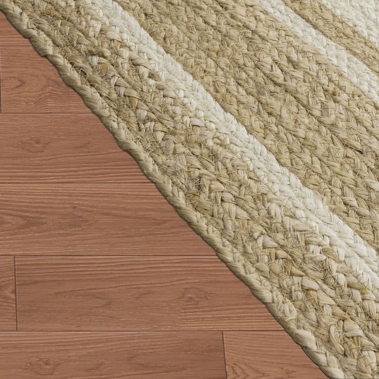 Jute Hand Braided Zigzag Stitch Natural Fibers Farmhouse Style Area Rug