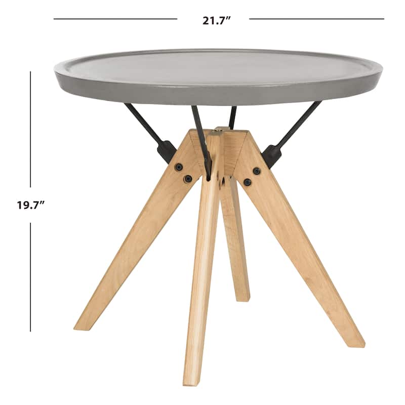SAFAVIEH Outdoor Urtza Modern Dark Grey Side Table - 21.7" x 21.7" x 19.7" - 22Wx22Dx20H