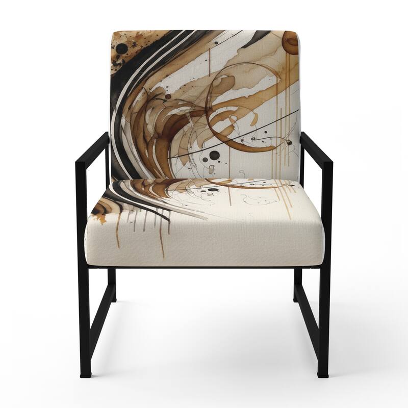 Designart "Brown And Black Movement I" Upholstered Modern & Contemporary Accent Chair and Modern & Contemporary Arm Chair