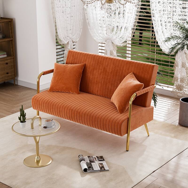 Ouyessir Upholstered Loveseat, Tufted Back Couch, Accent Armchair with 2 Pillows