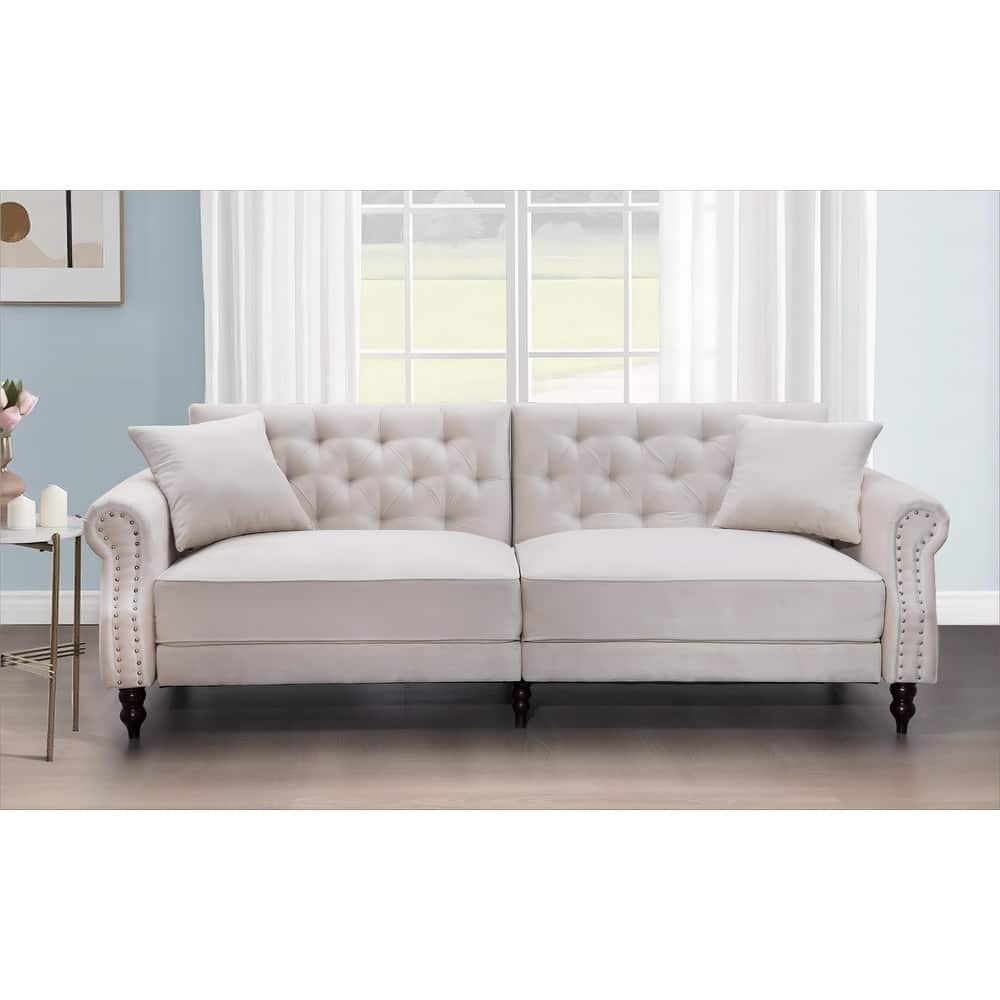 87.8'' Convertible Velvet Sofa Bed Sleeper Futon