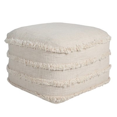 18" Cotton Striped Pouf Ottoman for Living Room, Bedroom or Office