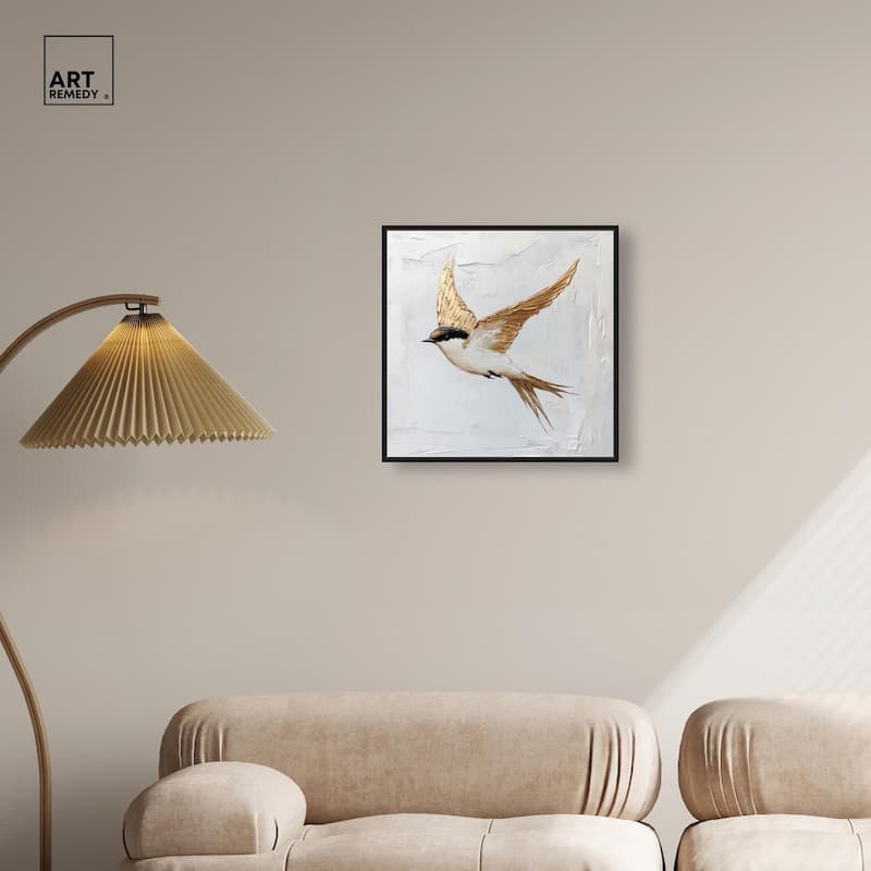 Simple Golden Swallow Canvas by Art Remedy