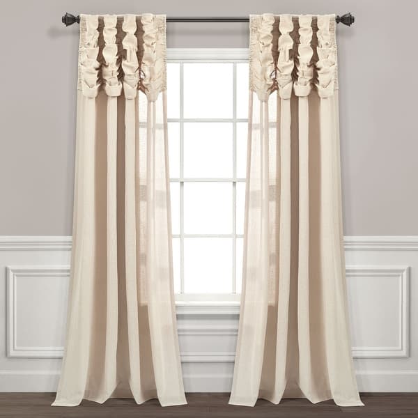 slide 1 of 21, Lush Decor Ruched Waterfall Linen Window Curtain Single Panel - 84" x 52" Dark Linen - 84 Inches