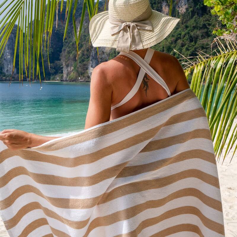 Arkwright Cali Cabana Beach Towels Pack of 4 100% Ring Spun Cotton Large Soft Quick Dry Pool Towel, Perfect for Hotel 30 x 60 in