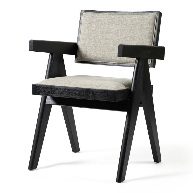 Furniture of America Evrena Modern Black Solid Wood Arm Chair (Set of 2)