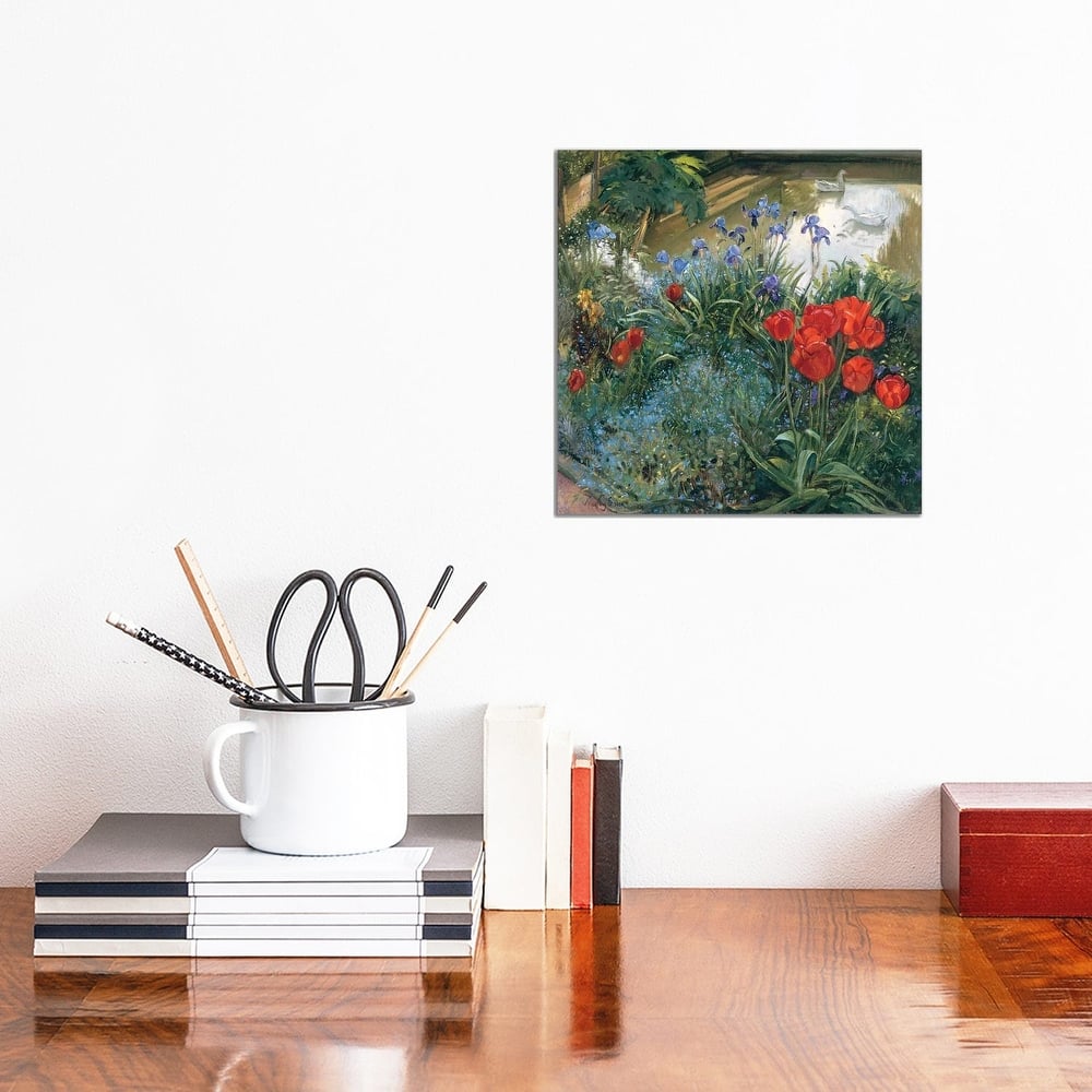 iCanvas "Red Tulips And Geese" by Timothy Easton Canvas Print